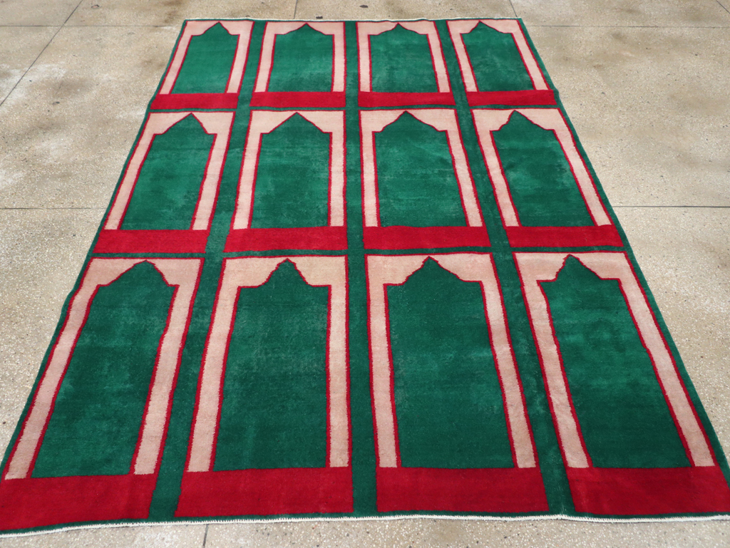 Vintage Turkish Art Deco Style Small Room Size Carpet, No.30237 - Gsblank