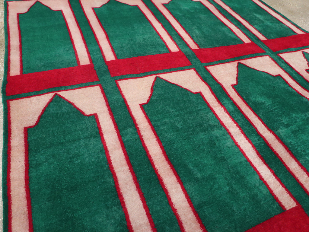 Vintage Turkish Art Deco Style Small Room Size Carpet, No.30237 - Gsblank