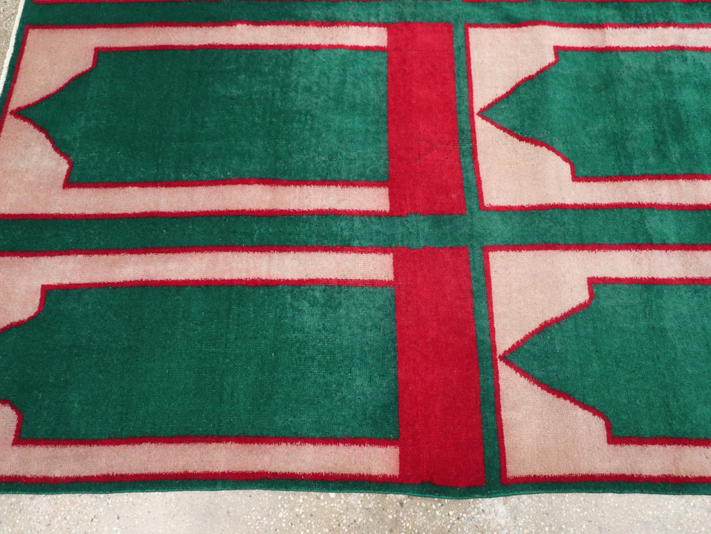 Vintage Turkish Art Deco Style Small Room Size Carpet, No.30237 - Gsblank