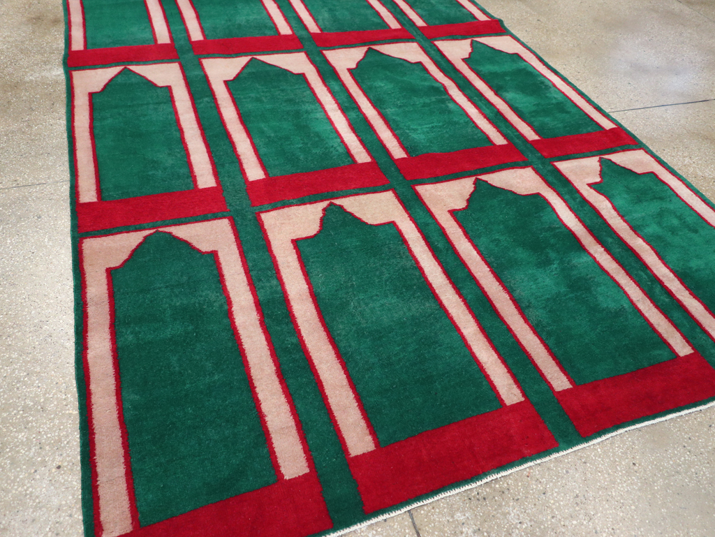 Vintage Turkish Art Deco Style Small Room Size Carpet, No.30237 - Gsblank