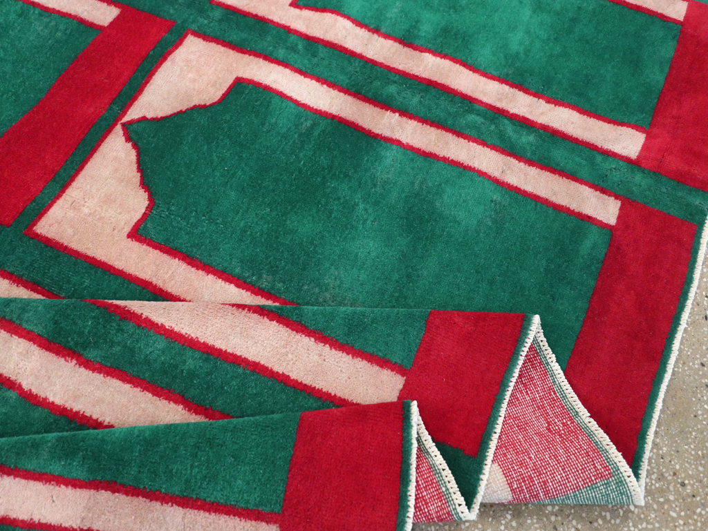 Vintage Turkish Art Deco Style Small Room Size Carpet, No.30237 - Gsblank