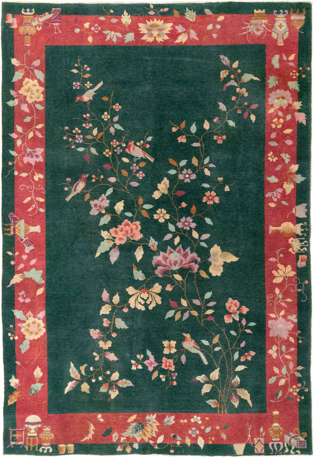 Vintage Chinese Art Deco Accent Rug, No.30239 - Gsblank
