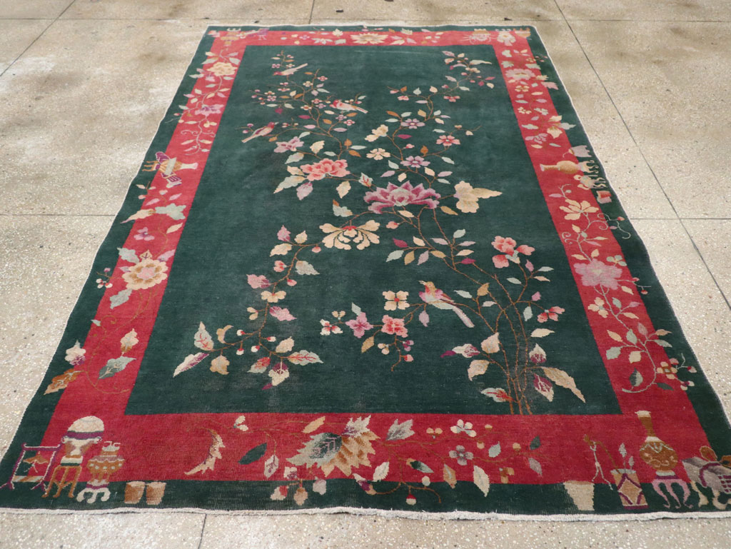 Vintage Chinese Art Deco Accent Rug, No.30239 - Gsblank