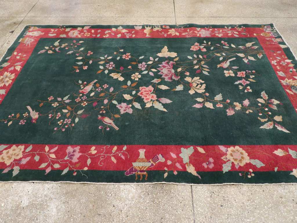Vintage Chinese Art Deco Accent Rug, No.30239 - Gsblank
