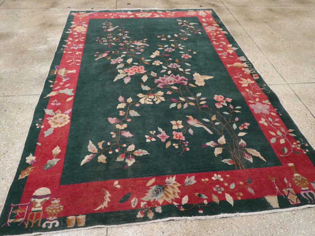 Vintage Chinese Art Deco Accent Rug, No.30239 - Gsblank