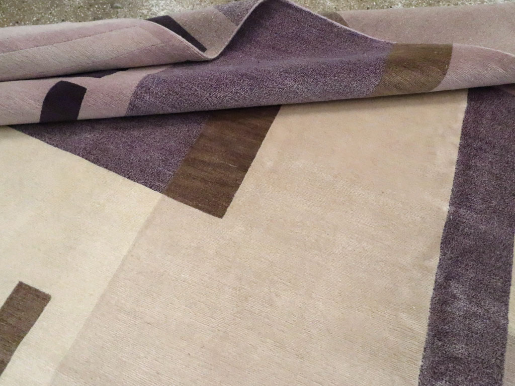 Contemporary Tibetan Art Deco Style Small Room Size Carpet, No.30242 - Gsblank