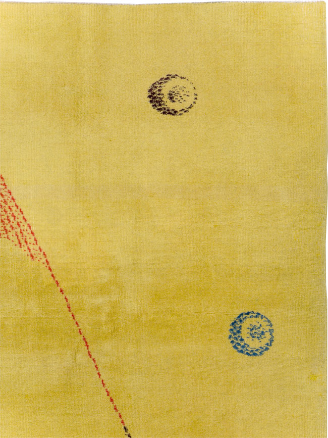 Vintage Turkish Art Deco Style Accent Carpet, No.30246 - Gsblank