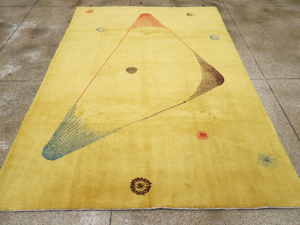 Vintage Turkish Art Deco Style Accent Carpet, No.30246 - Gsblank