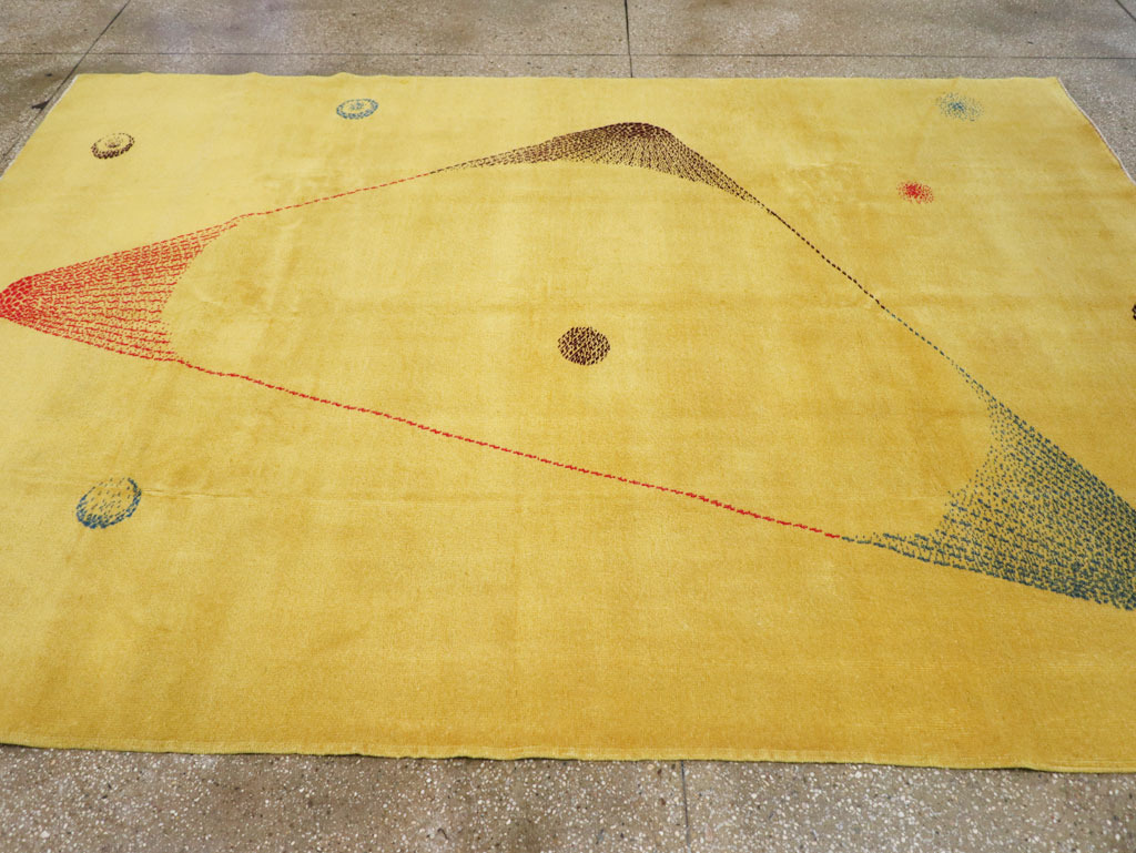 Vintage Turkish Art Deco Style Accent Carpet, No.30246 - Gsblank