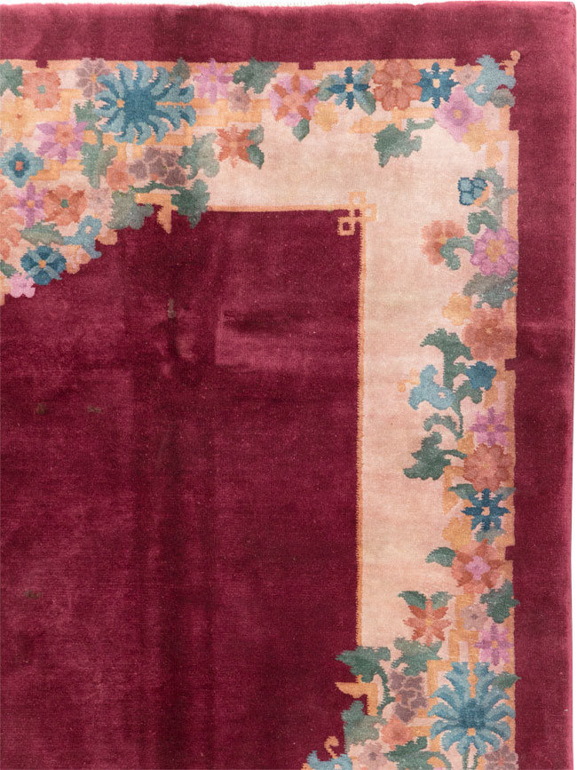 Vintage Chinese Art Deco Accent Rug, No.30267 - Gsblank