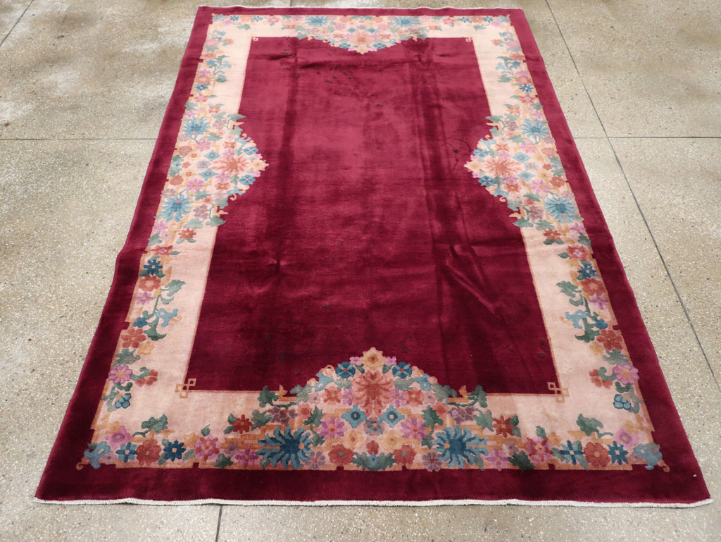 Vintage Chinese Art Deco Accent Rug, No.30267 - Gsblank