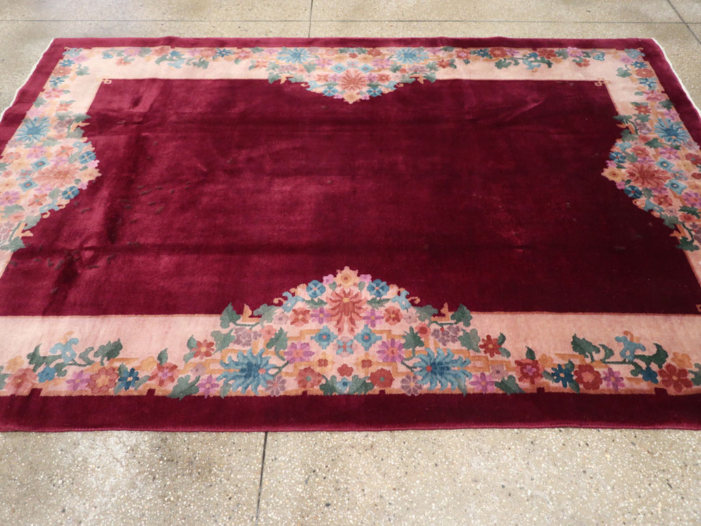 Vintage Chinese Art Deco Accent Rug, No.30267 - Gsblank