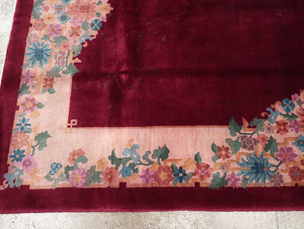 Vintage Chinese Art Deco Accent Rug, No.30267 - Gsblank