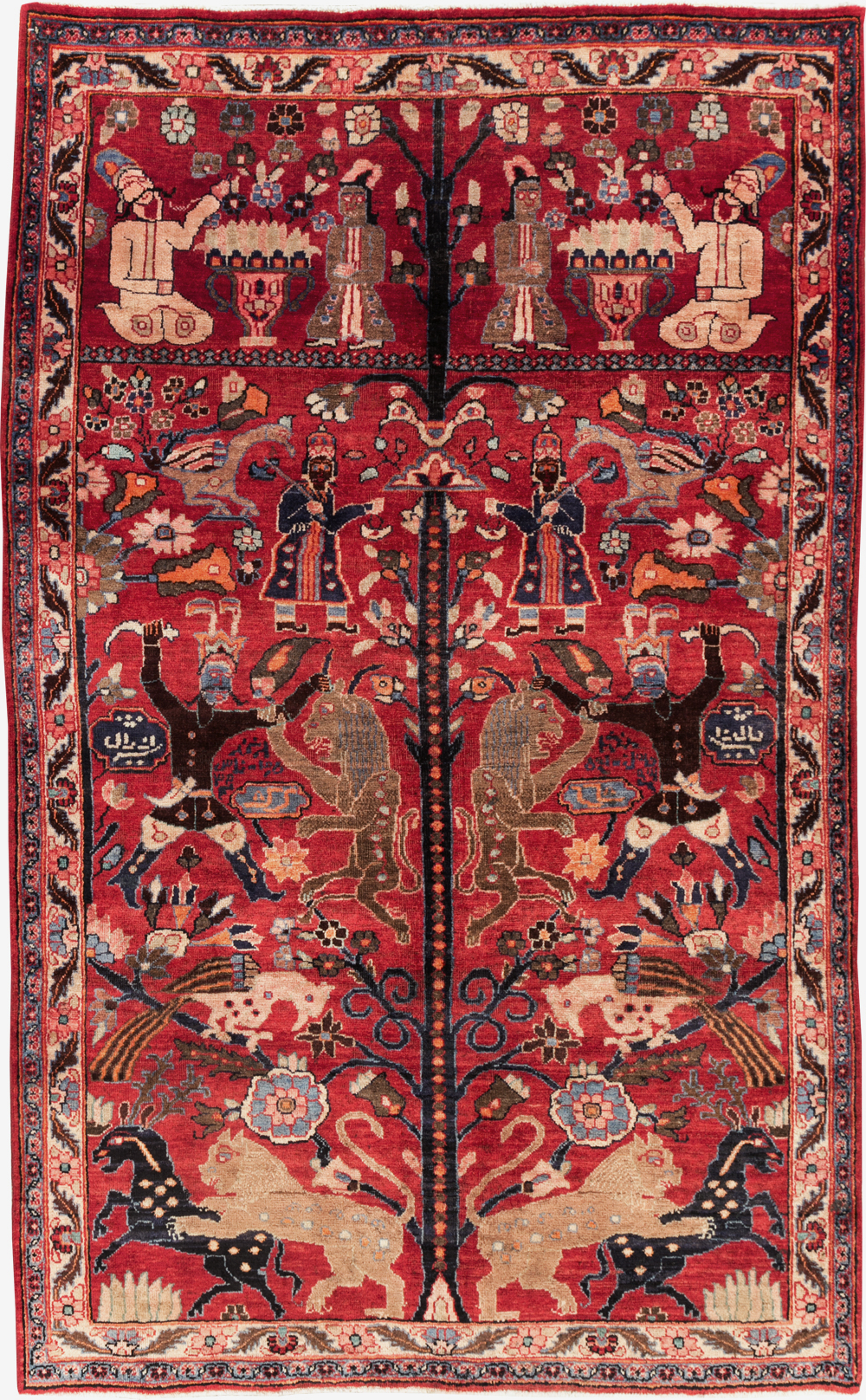 Vintage Persian Pictorial  Shiraz Rug, No.30285 - Gsblank