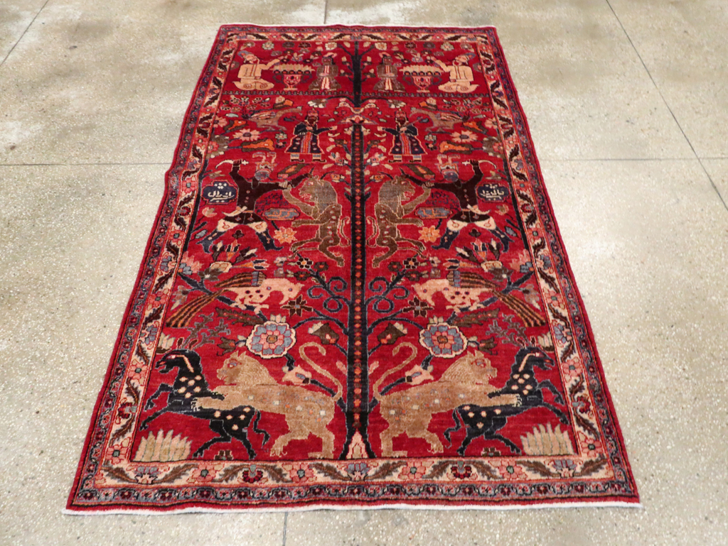 Vintage Persian Pictorial  Shiraz Rug, No.30285 - Gsblank