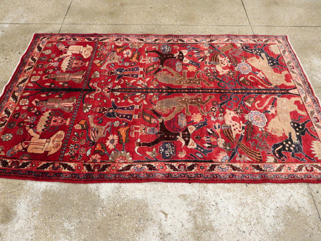 Vintage Persian Pictorial  Shiraz Rug, No.30285 - Gsblank