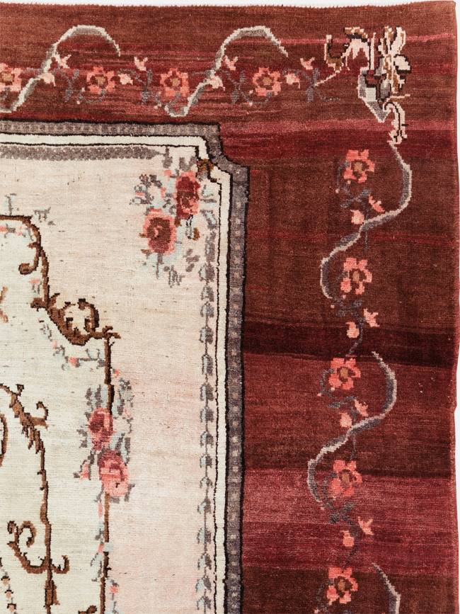 French Inspired Vintage Turkish Anatolian Small Room Size Carpet, No.30295 - Gsblank