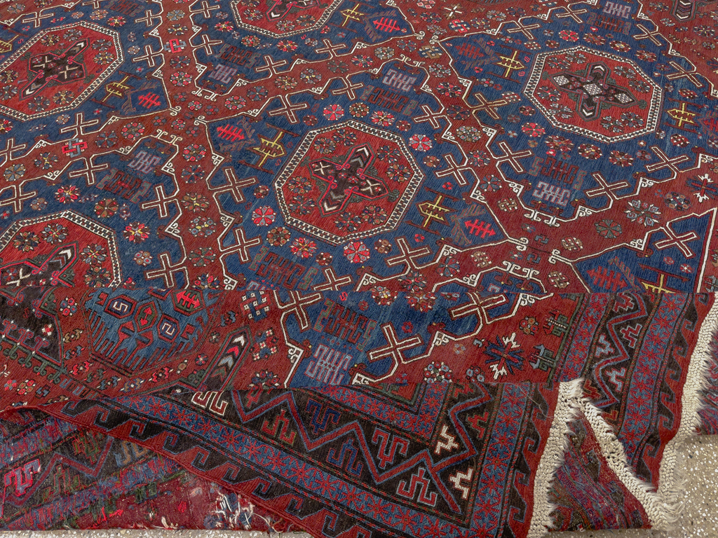 Antique Central Asian Soumak Flatweave Large Carpet, No.30298 - Gsblank