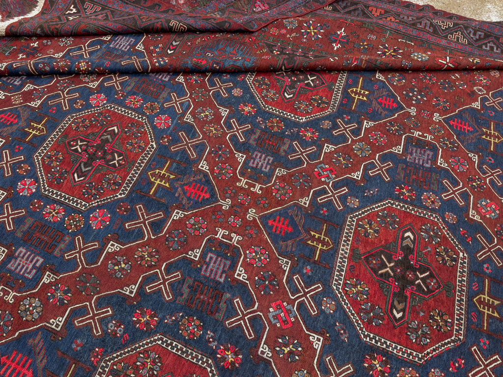 Antique Central Asian Soumak Flatweave Large Carpet, No.30298 - Gsblank