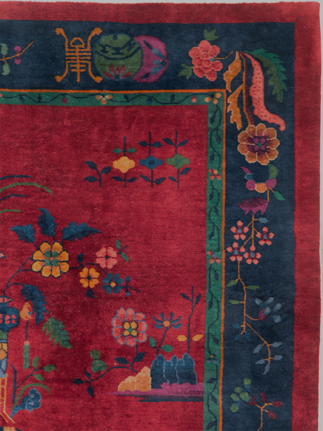 Vintage Chinese Art Deco Accent Rug, No.30308 - Gsblank