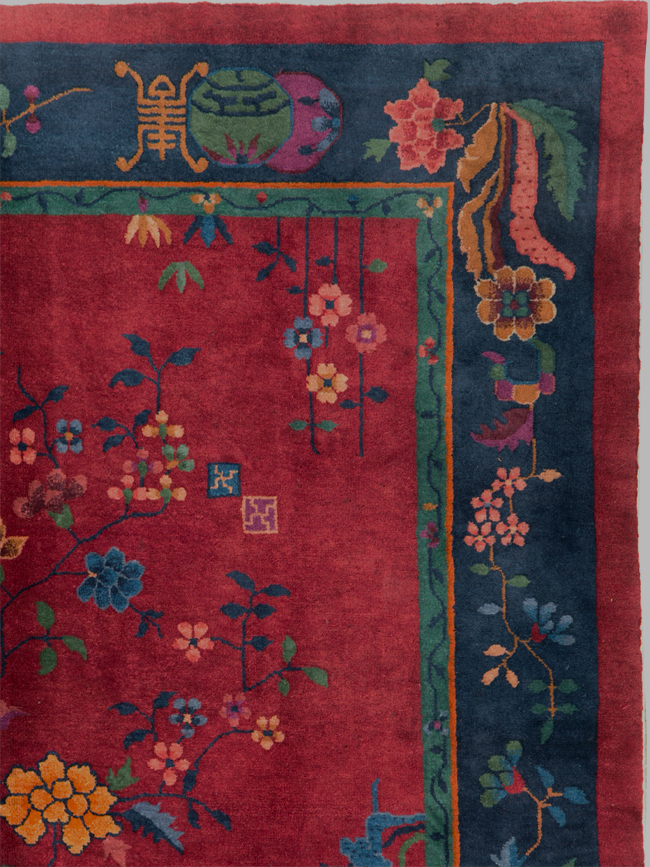 Vintage Chinese Art Deco Accent Rug, No.30308 - Gsblank