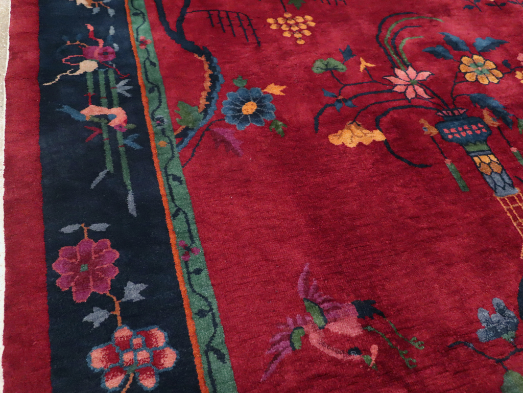 Vintage Chinese Art Deco Accent Rug, No.30308 - Gsblank