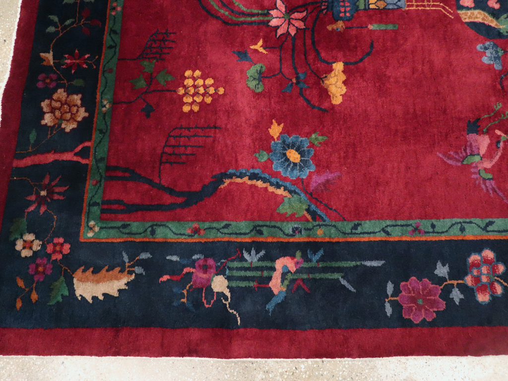 Vintage Chinese Art Deco Accent Rug, No.30308 - Gsblank