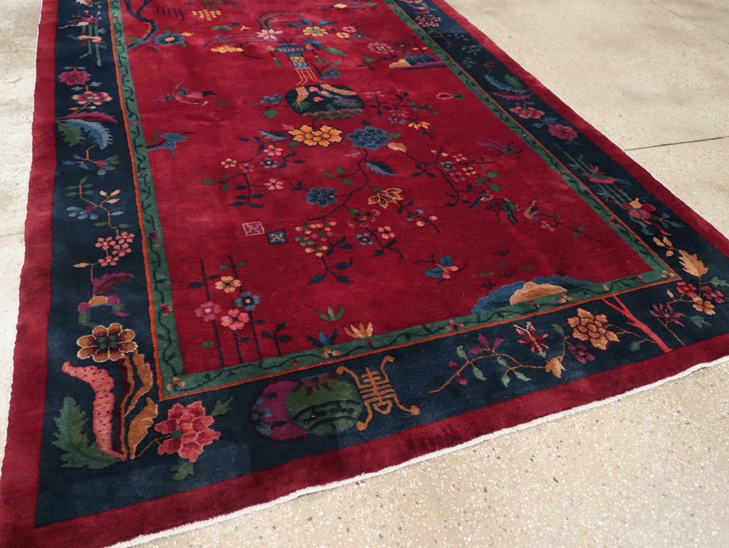 Vintage Chinese Art Deco Accent Rug, No.30308 - Gsblank