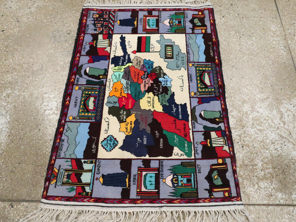 Vintage Turkish Pictorial Map Rug, No.30312 - Gsblank