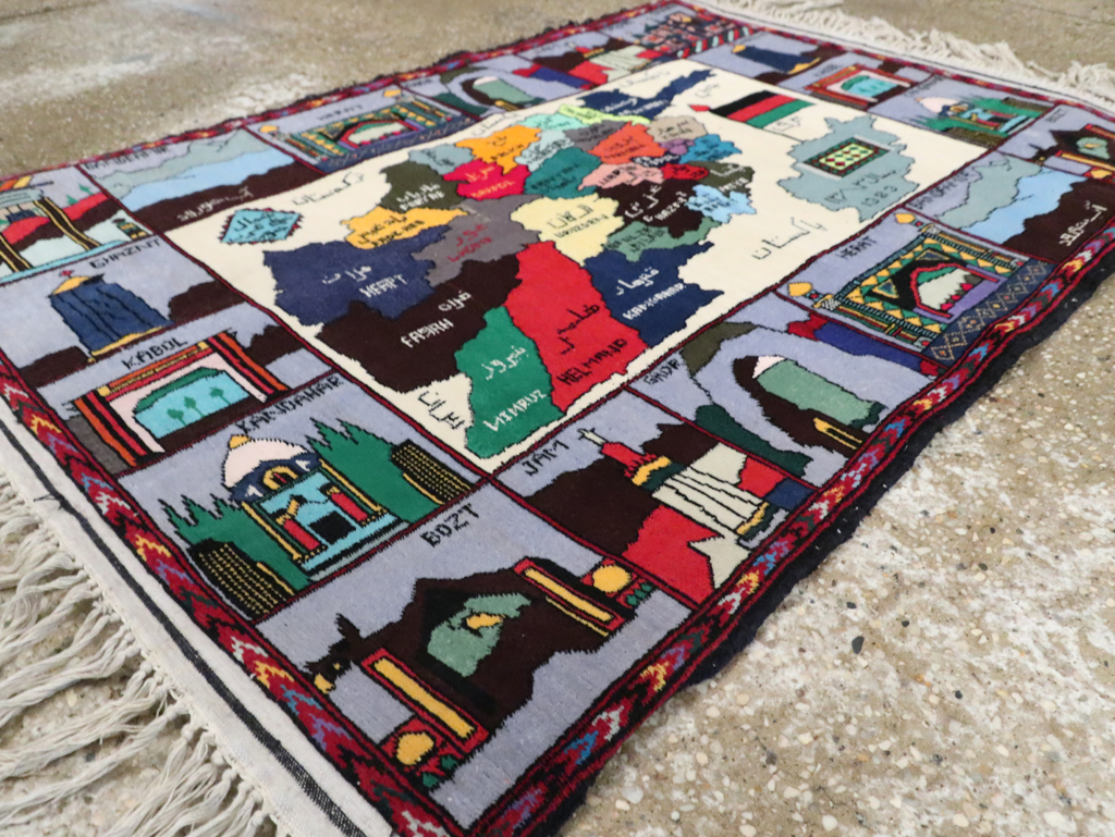 Vintage Turkish Pictorial Map Rug, No.30312 - Gsblank