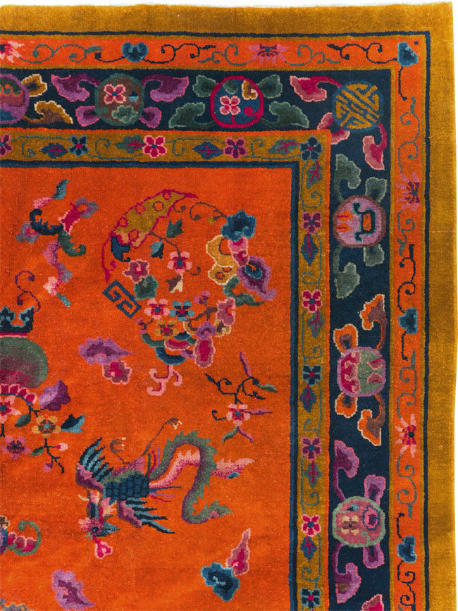 Vintage Chinese Dragon Art Deco Carpet, No.30323 - Gsblank