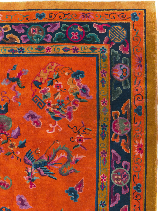 Vintage Chinese Dragon Art Deco Carpet, No.30323 - Gsblank