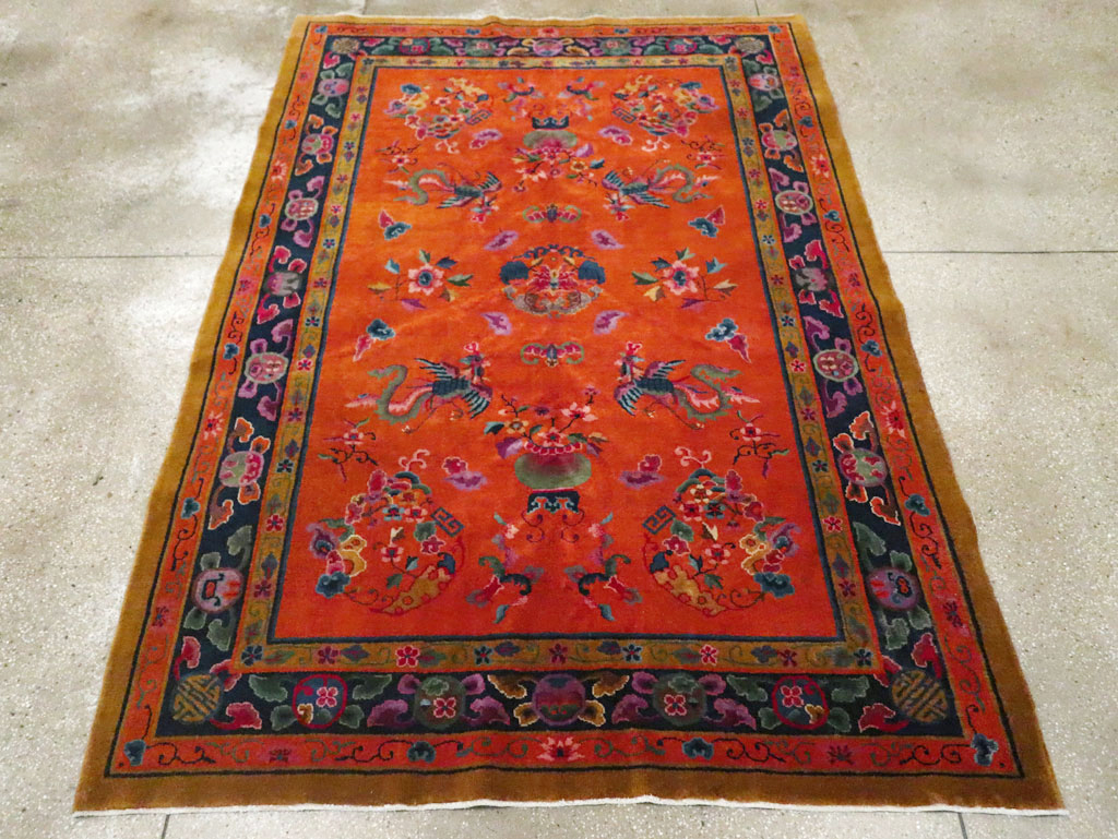 Vintage Chinese Dragon Art Deco Carpet, No.30323 - Gsblank