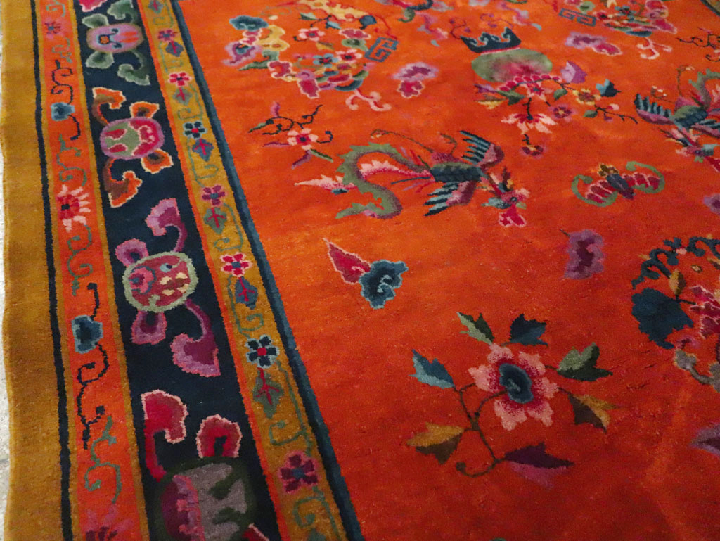 Vintage Chinese Dragon Art Deco Carpet, No.30323 - Gsblank