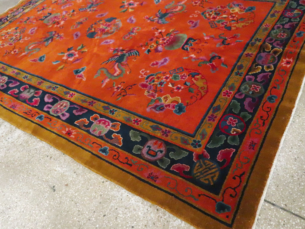 Vintage Chinese Dragon Art Deco Carpet, No.30323 - Gsblank