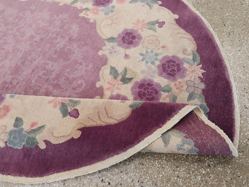 Round Oval Vintage Chinese Art Deco Accent Rug, No.30345 - Gsblank