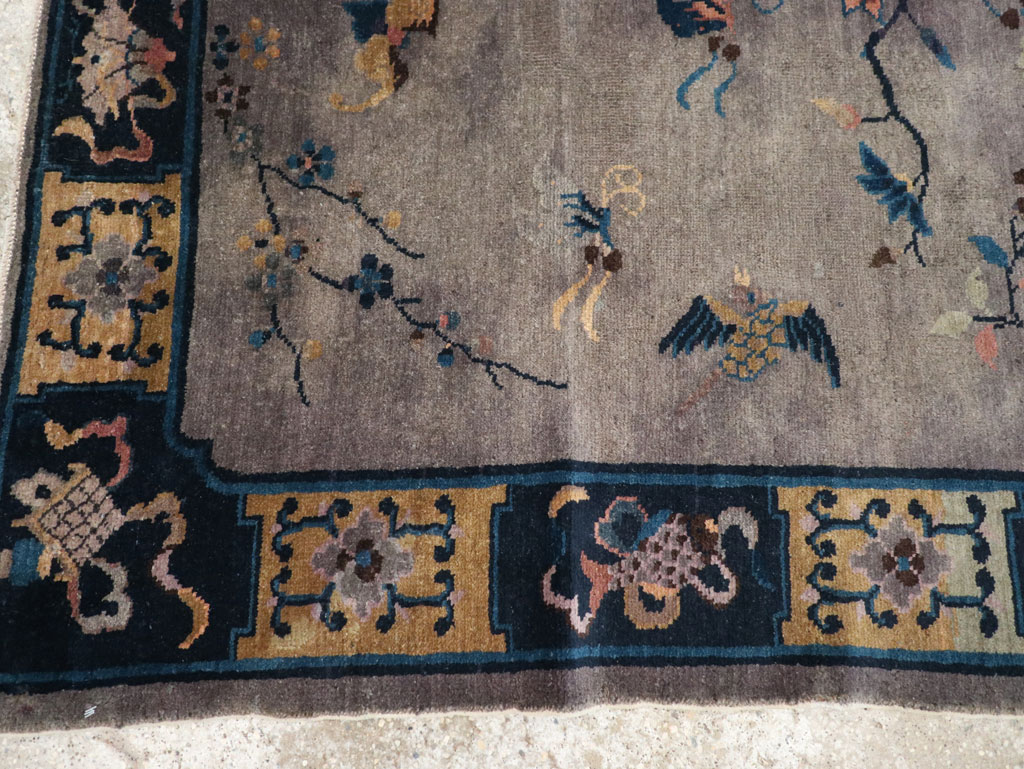 Vintage Chinese Art Deco Accent Rug, No.30349 - Gsblank