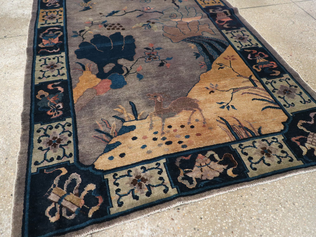 Vintage Chinese Art Deco Accent Rug, No.30349 - Gsblank