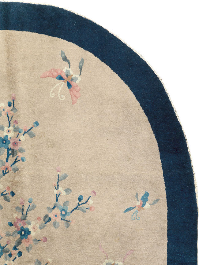 Vintage Chinese Art Deco Oval Accent Rug, No.30350 - Gsblank