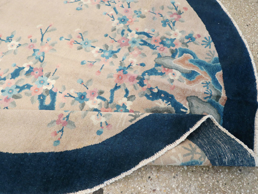 Vintage Chinese Art Deco Oval Accent Rug, No.30350 - Gsblank