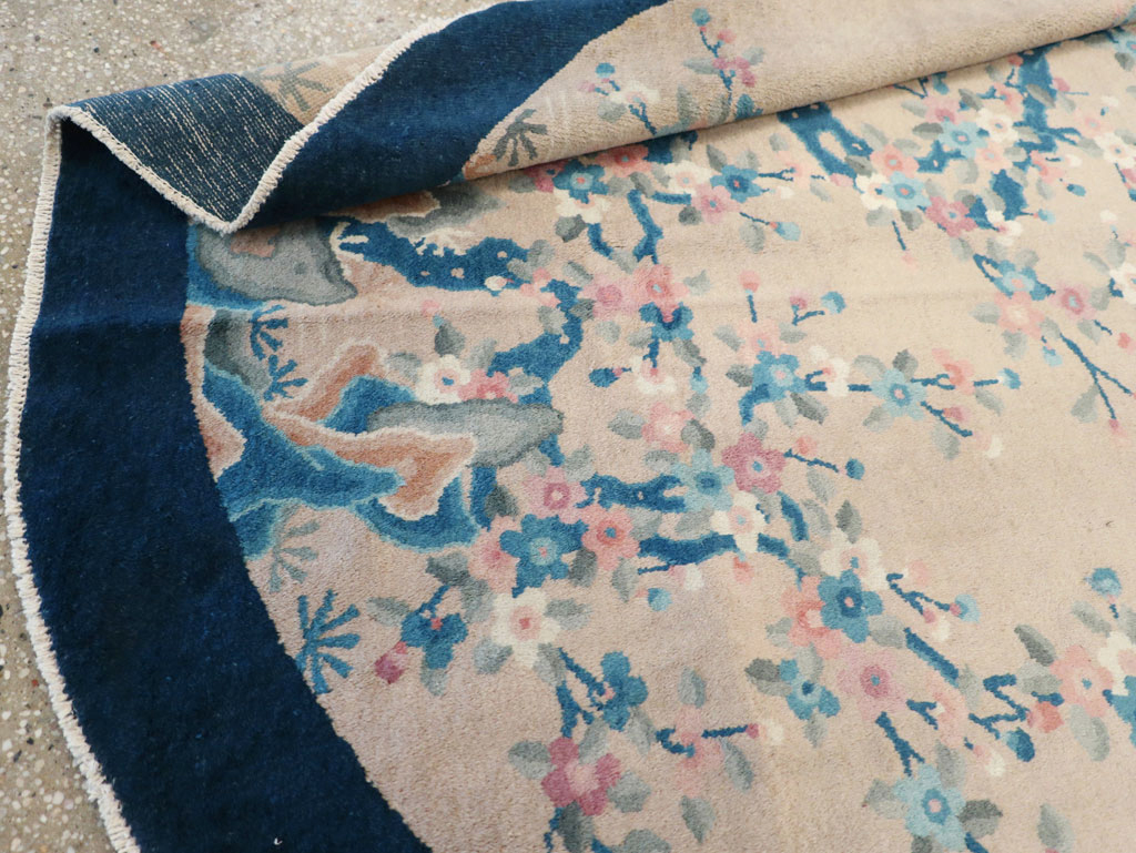 Vintage Chinese Art Deco Oval Accent Rug, No.30350 - Gsblank