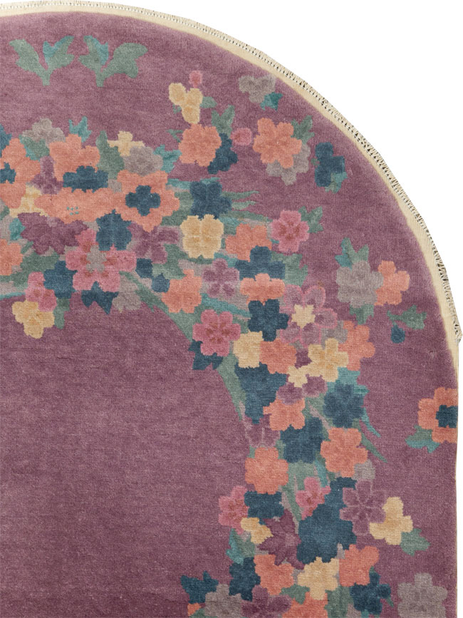 Round Oval Vintage Chinese Art Deco Accent Rug, No.30351 - Gsblank