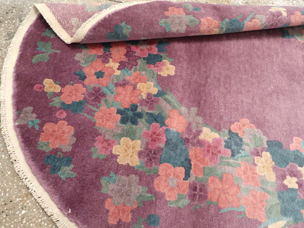 Round Oval Vintage Chinese Art Deco Accent Rug, No.30351 - Gsblank