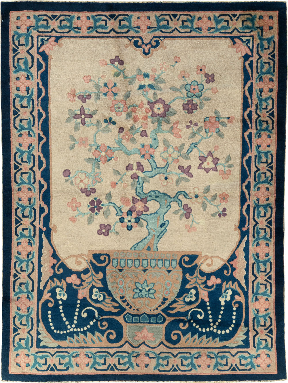 Vintage Chinese Art Deco Accent Rug, No.30362 - Gsblank