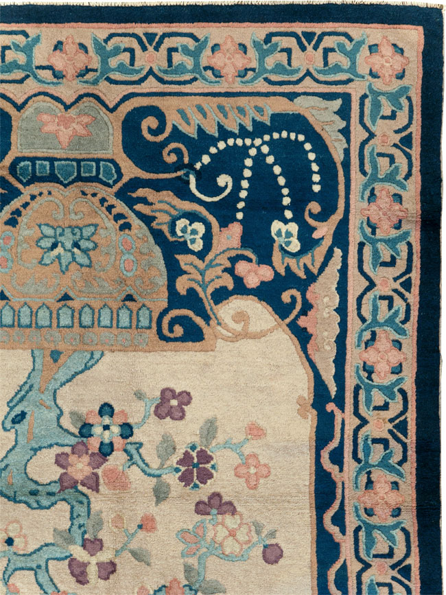 Vintage Chinese Art Deco Accent Rug, No.30362 - Gsblank