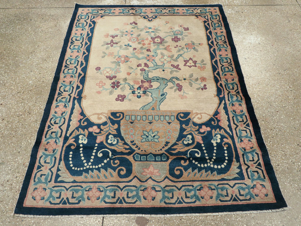 Vintage Chinese Art Deco Accent Rug, No.30362 - Gsblank