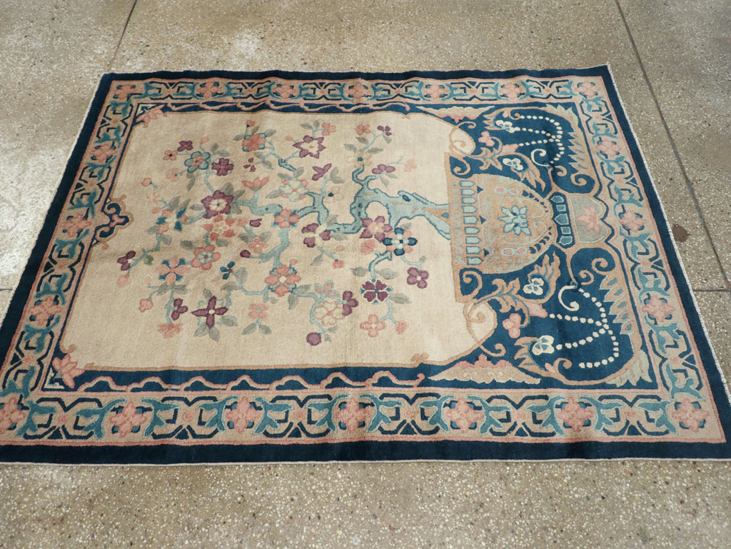 Vintage Chinese Art Deco Accent Rug, No.30362 - Gsblank