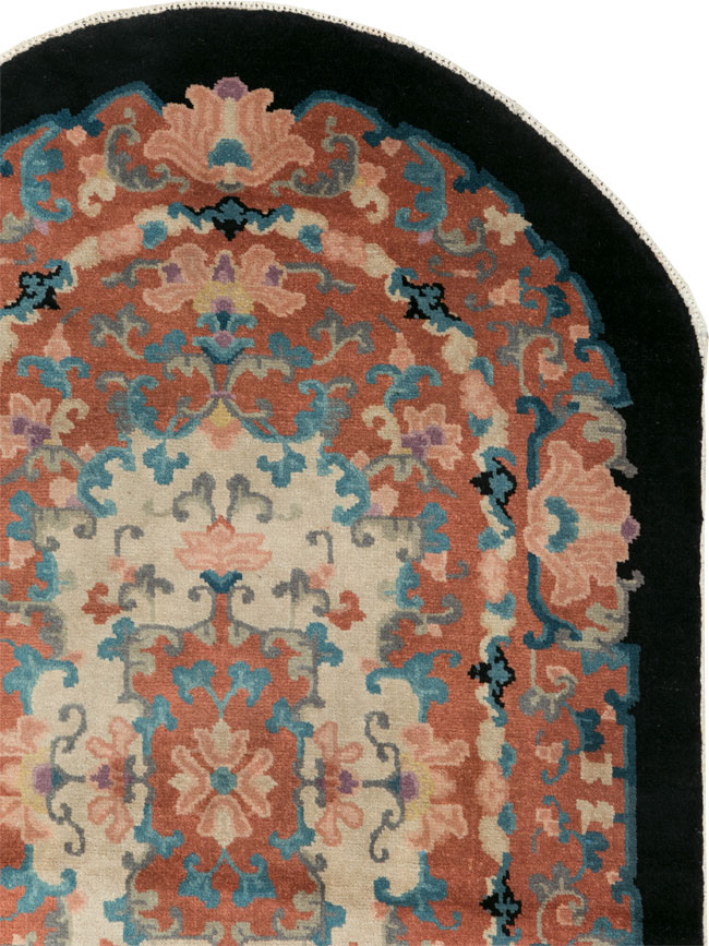 Round Oval Vintage Chinese Art Deco Accent Rug, No.30364 - Gsblank