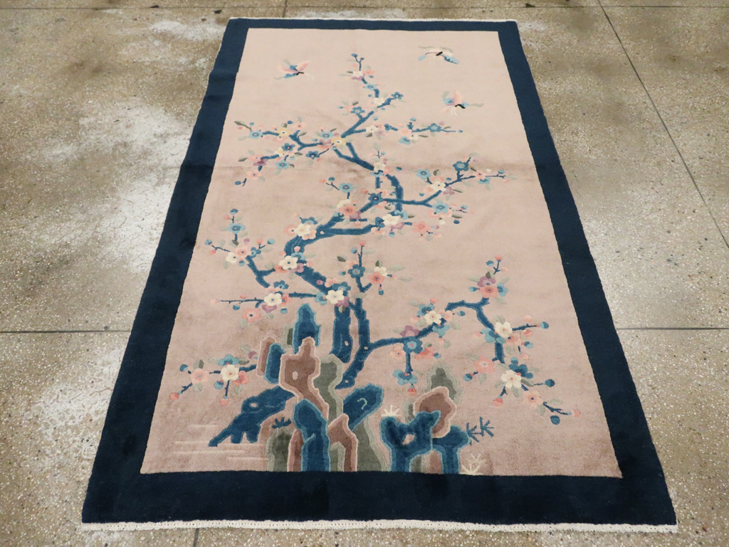 Mid-20th Century Handmade Chinese Art Deco Accent Rug, No.30369 - Gsblank
