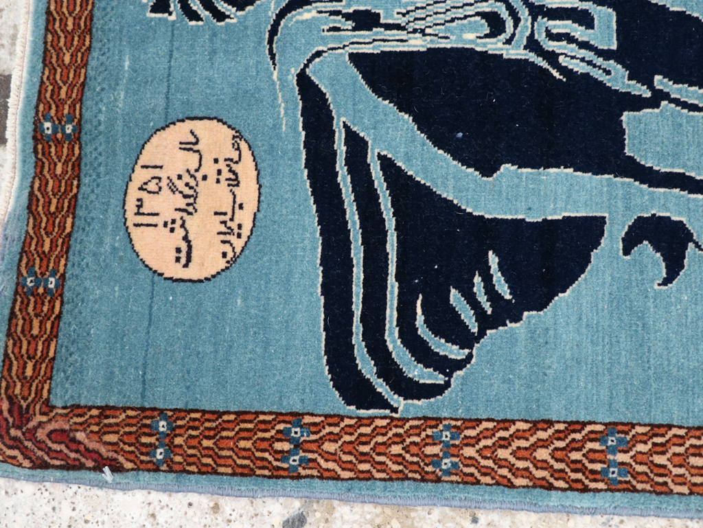 Vintage Persian Pictorial Tabriz Rug (Pair: 1 of 2), No.30378 - Gsblank